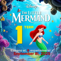 A vibrant and colorful image of the Little Mermaid announcing its release date on September 8, 2025