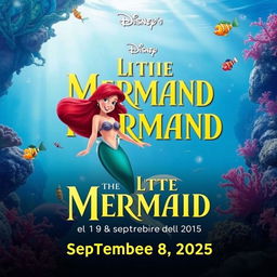 A vibrant and colorful image of the Little Mermaid announcing its release date on September 8, 2025