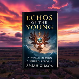 Create an aesthetically pleasing book cover with the title 'Echos of the Young, A World Reborn' at the top and 'by Amiah Gibson' at the bottom