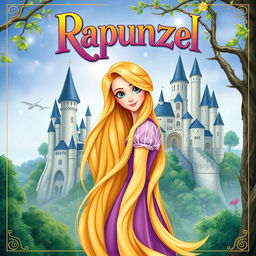 Create a customized book cover featuring Rapunzel