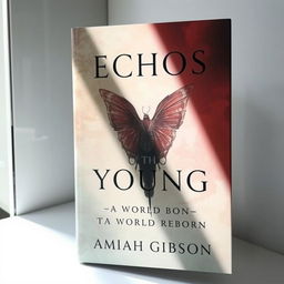 Create an aesthetically pleasing book cover with the title 'Echos of the Young, A World Reborn' at the top and 'by Amiah Gibson' at the bottom