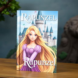 Create a customized and realistic book cover featuring Rapunzel