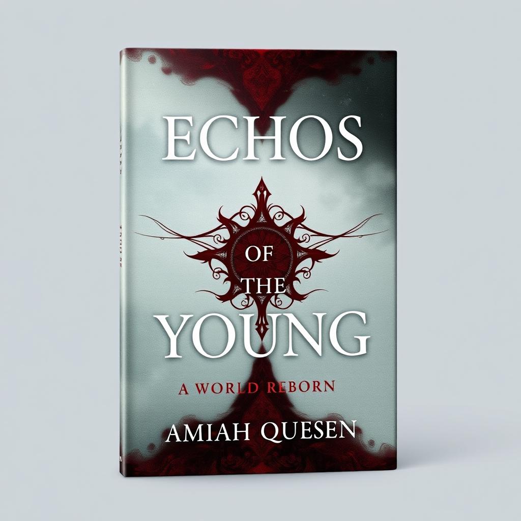 Create an aesthetically pleasing book cover with the title 'Echos of the Young, A World Reborn' at the top and 'by Amiah Gibson' at the bottom