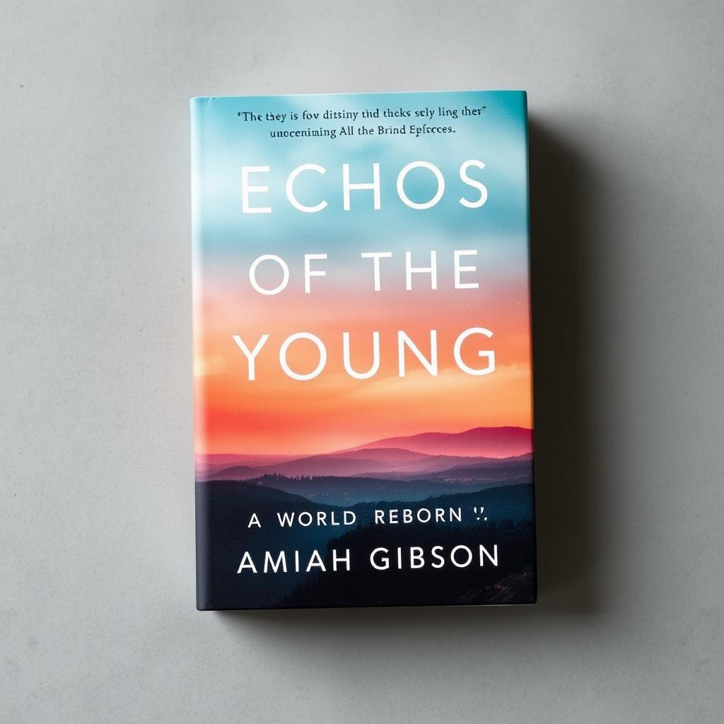 Create an aesthetically pleasing book cover with the title 'Echos of the Young, A World Reborn' at the top and 'by Amiah Gibson' at the bottom