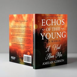 Create an aesthetically pleasing book cover with the title 'Echos of the Young, A World Reborn' at the top and 'by Amiah Gibson' at the bottom