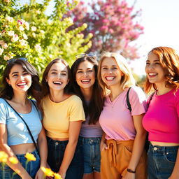 A group of cute women smiling and enjoying themselves