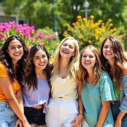 A group of cute women smiling and enjoying themselves