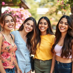 A group of cute women smiling and enjoying themselves