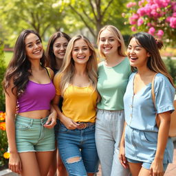 A group of cute women smiling and enjoying themselves