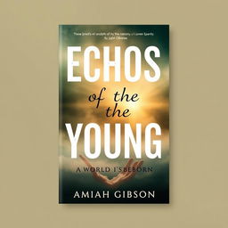 Create an aesthetically pleasing book cover with the title 'Echos of the Young, A World Reborn' at the top and 'by Amiah Gibson' at the bottom