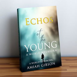 Create an aesthetically pleasing book cover with the title 'Echos of the Young, A World Reborn' at the top and 'by Amiah Gibson' at the bottom