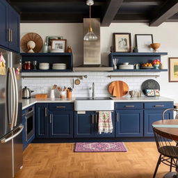 A modern kitchen redecorated with an eclectic style