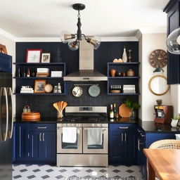 A modern kitchen redecorated with an eclectic style