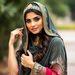 A beautiful Arab woman in traditional attire, posing gracefully