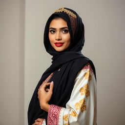 A beautiful Arab woman in traditional attire, posing gracefully