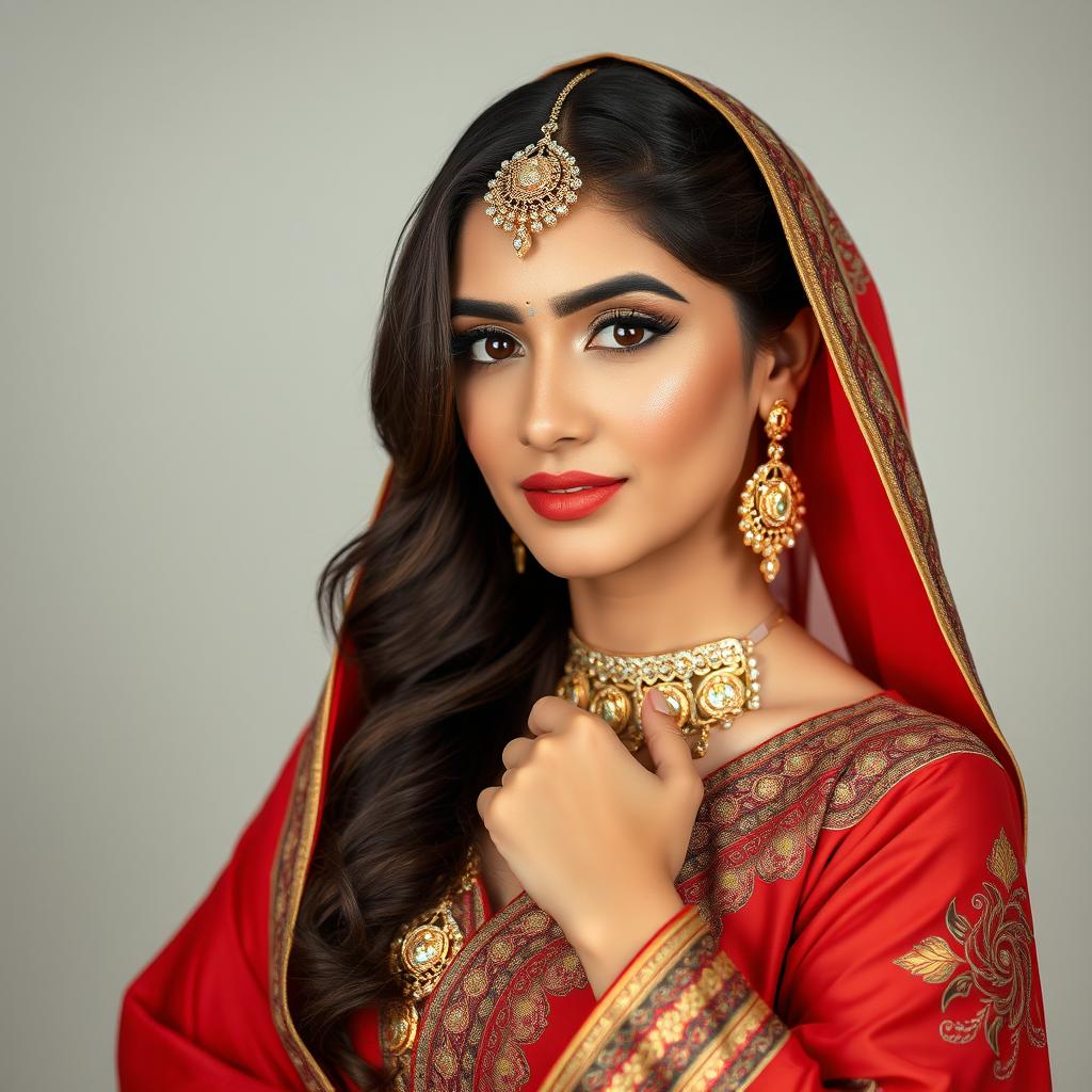 A beautiful Arab woman in traditional attire, posing gracefully