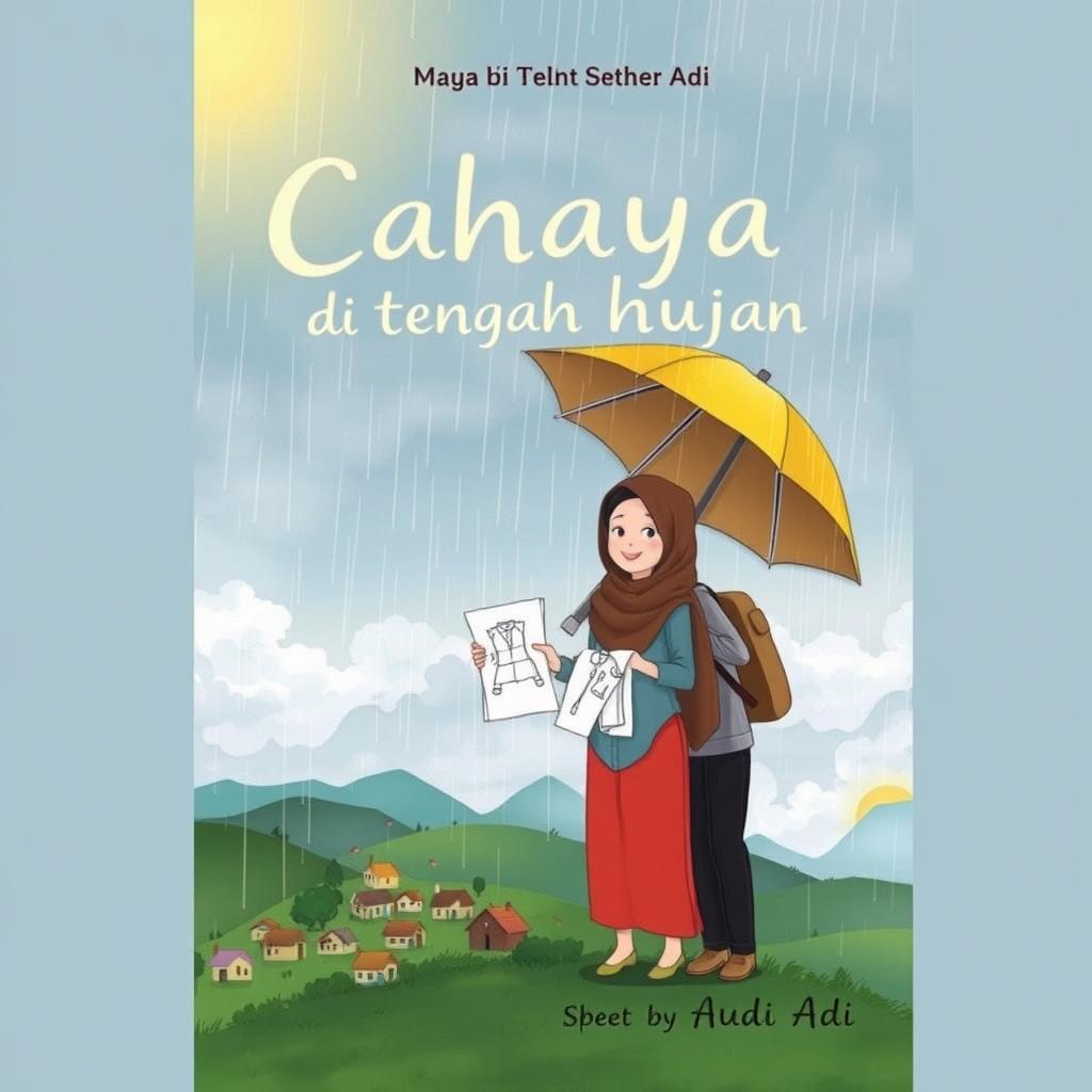 Cover image description for a book titled 'Cahaya di Tengah Hujan'