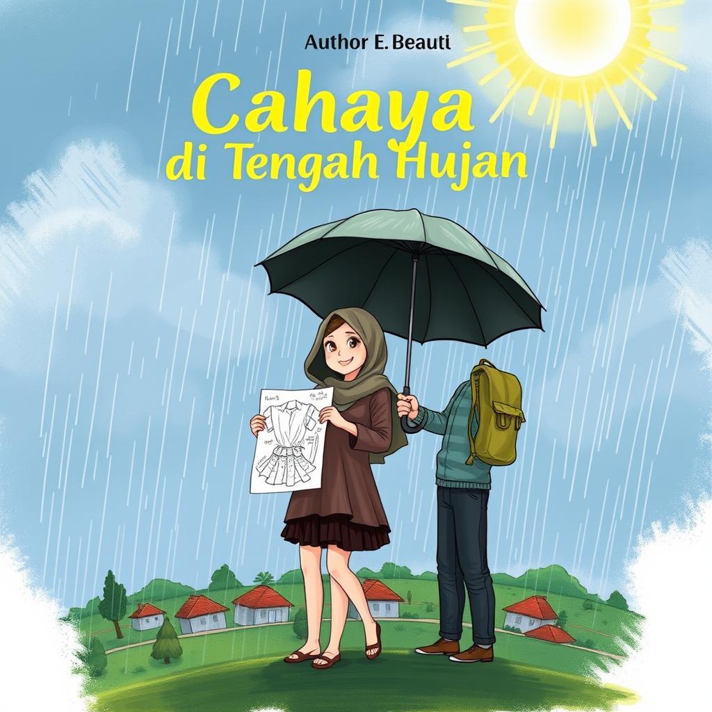 Cover image description for a book titled 'Cahaya di Tengah Hujan'