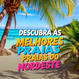 A vibrant and inviting thumbnail for a video titled 'Descubra as Melhores Praias do Nordeste'