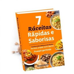 Create an image for a book cover titled '7 Receitas Rápidas e Saborosas: Cozinhe Pratos Deliciosos em Minutos'