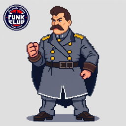 A full-length pixel art figure of Joseph Stalin in the style of the Punch Club game