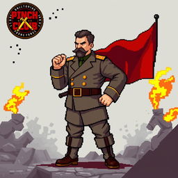 A full-length pixel art figure of Joseph Stalin in the style of the Punch Club game