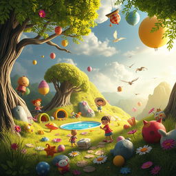 Create a vibrant and imaginative scene that sparks joy and creativity