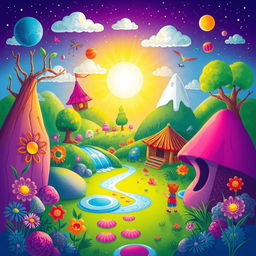 Create a vibrant and imaginative scene that sparks joy and creativity