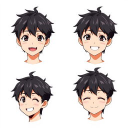 Create an image of an anime boy with black hair