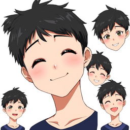 Create an image of an anime boy with black hair