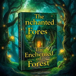 Create a captivating book cover featuring a mystical forest with a hidden ancient temple