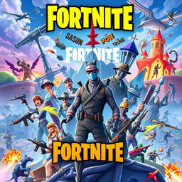 A vibrant and dynamic thumbnail illustrating the history of Fortnite