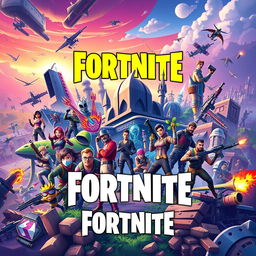 A vibrant and dynamic thumbnail illustrating the history of Fortnite