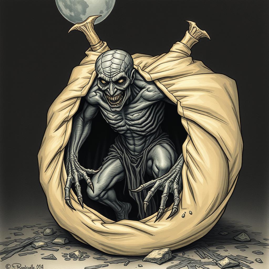 A detailed illustration of The Bagman from Dungeons and Dragons