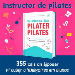 A vibrant and engaging advertisement poster for Pilates instructors, promoting a book titled 'Instrutor de pilates: Aumente seu faturamento - 365 Ideias para postar e converter seguidores em alunos'