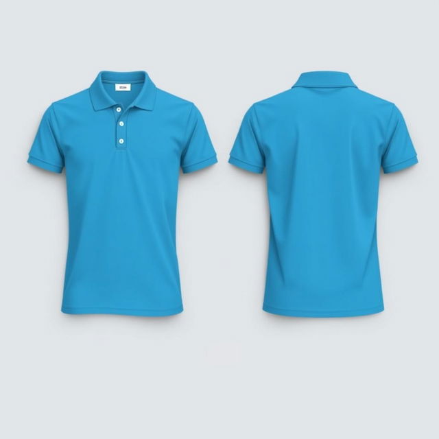 A layout of a polo shirt without any logo, in the color shade of #047bb3