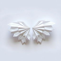 A beautiful and delicate set of wings made out of paper, intricately folded and designed to look like they could take flight