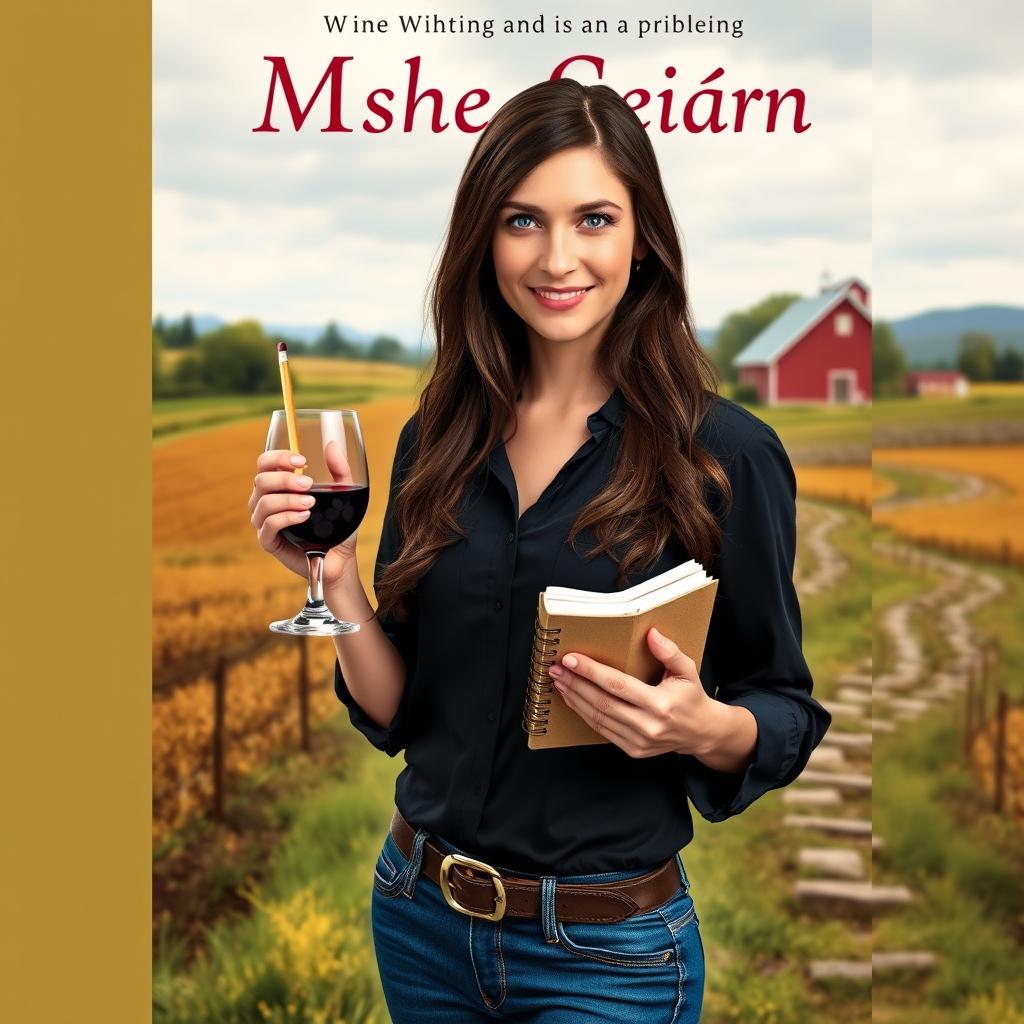 Create a book cover for a cozy mystery novel set in an Amish country backdrop