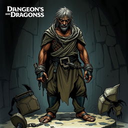 A detailed illustration of a human slave character from Dungeons and Dragons