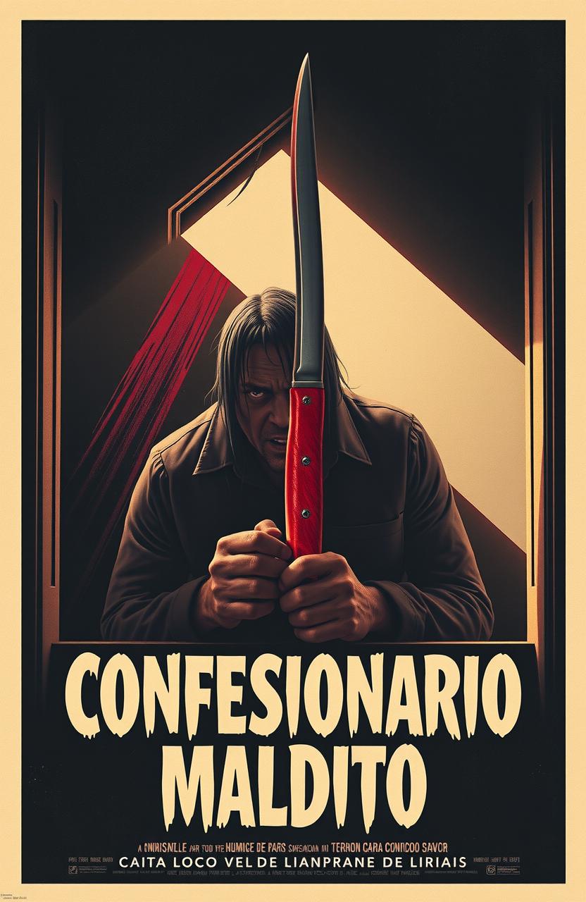 Póster retro de una película de terror española de los años 70 titulada 'Confesionario maldito'