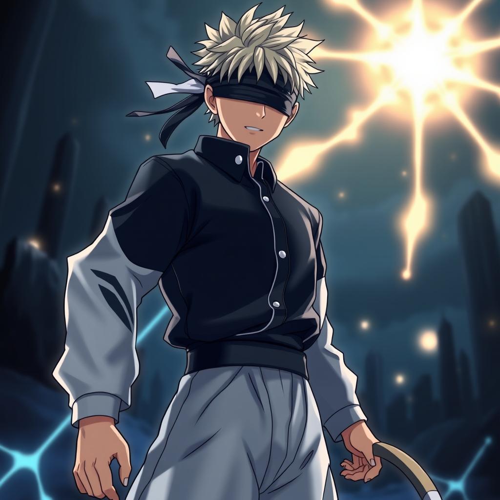 Create an image featuring Gojo Satoru from Jujutsu Kaisen