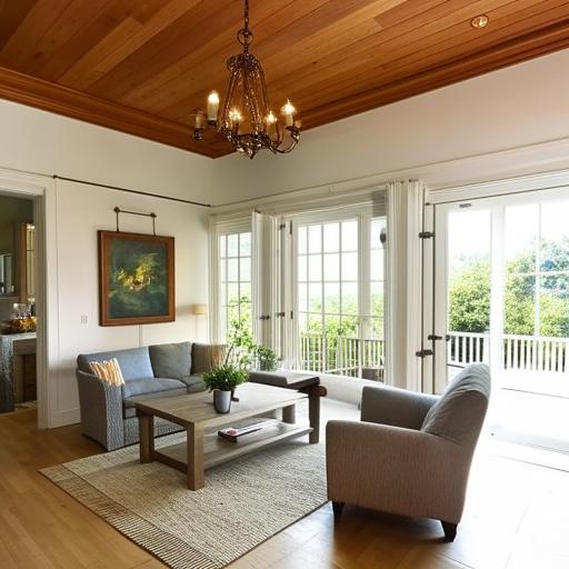 A grand 26ft by 14ft drawing room with 10ft high ceilings. A full-sized French window on the 26ft wall opens onto a sizable 22ft by 8ft outdoor deck.