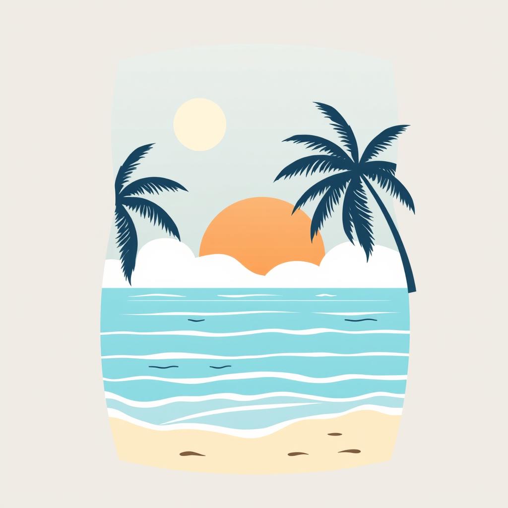 Create a minimalist poster with summer vibes inspired by a beach