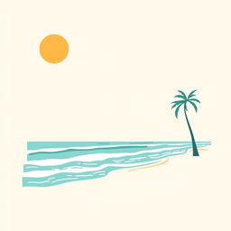 Create a minimalist poster with summer vibes inspired by a beach