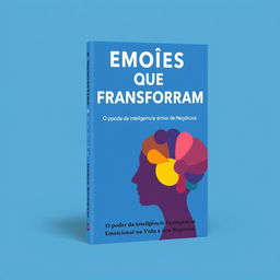 Create a book cover with the title 'EMOÇÕES QUE TRANSFORMAM' and subtitle 'O poder da Inteligência Emocional na Vida e nos Negócios