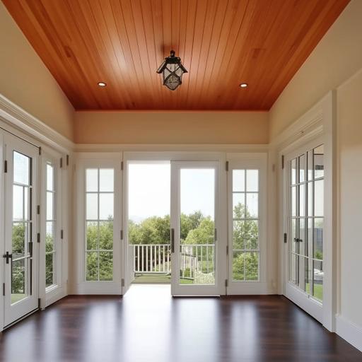 A grand 26ft by 14ft drawing room with 10ft high ceilings. A full-sized French window on the 26ft wall opens onto a sizable 22ft by 8ft outdoor deck.