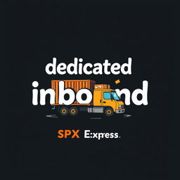 A t-shirt design featuring the words 'dedicated inbound' with a caricature theme of SPX Express