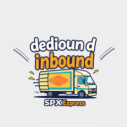 A t-shirt design featuring the words 'dedicated inbound' with a caricature theme of SPX Express