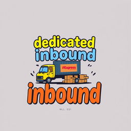 A t-shirt design featuring the words 'dedicated inbound' with a caricature theme of SPX Express