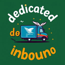 A t-shirt design featuring the words 'dedicated inbound' with a caricature theme of SPX Express